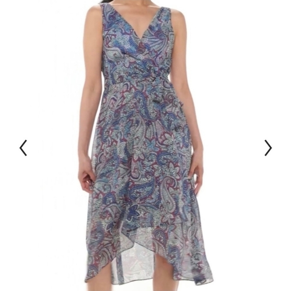 Chaps Sleeveless Faux Wrap Midi Dress - Picture 2 of 3